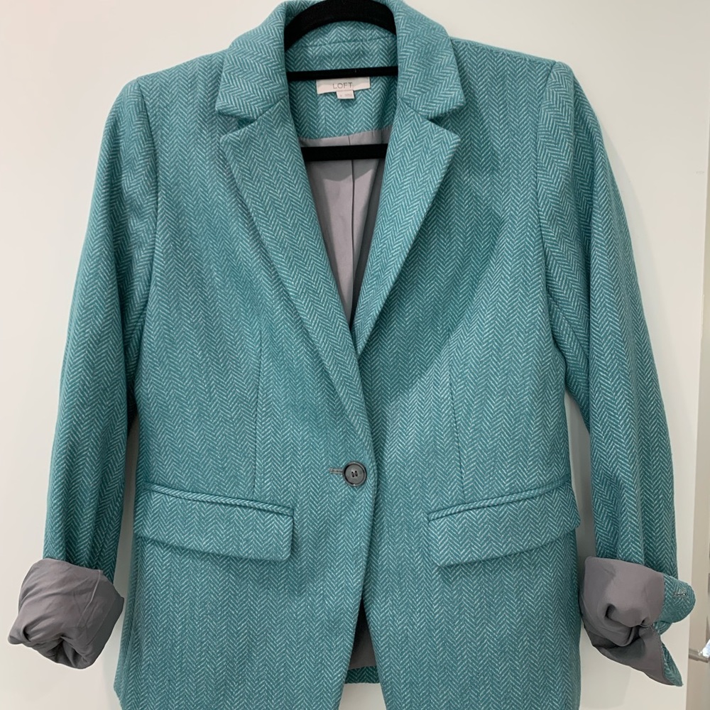 Loft Blazer - blue/grey herringbone (Size 0)